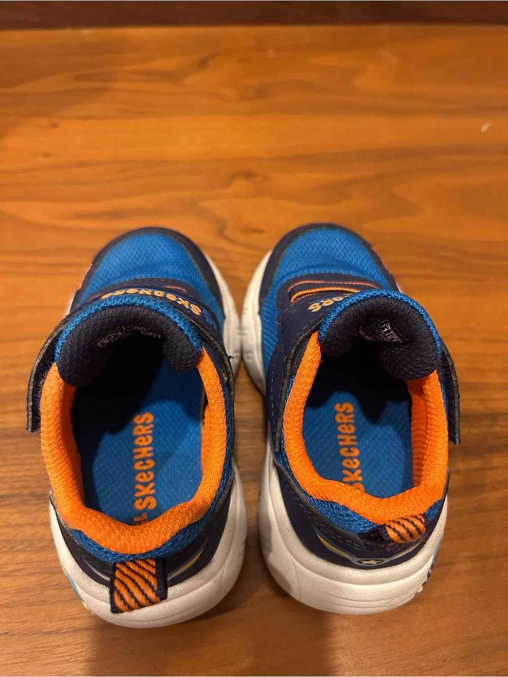 Skechers Kids Blue and Orange Airplane sneakers